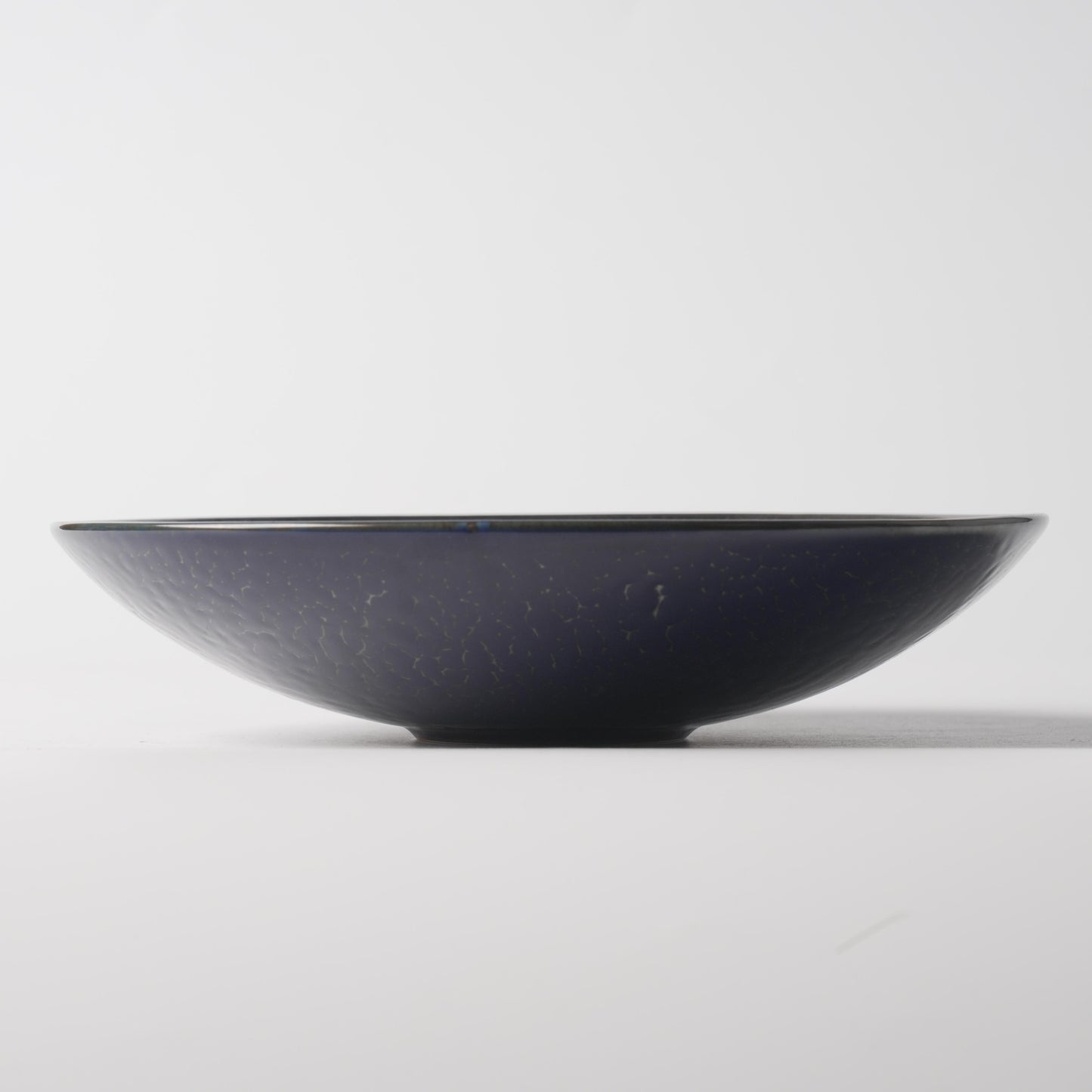 Deep Blue Crackle Glaze Ceramic Flat Bottom Soup Plate