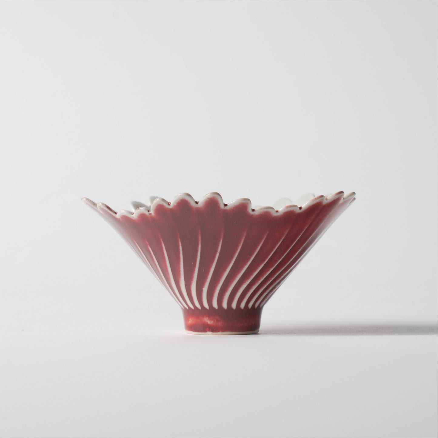 Crimson Feather Ceramic Bowl — 5 Inch