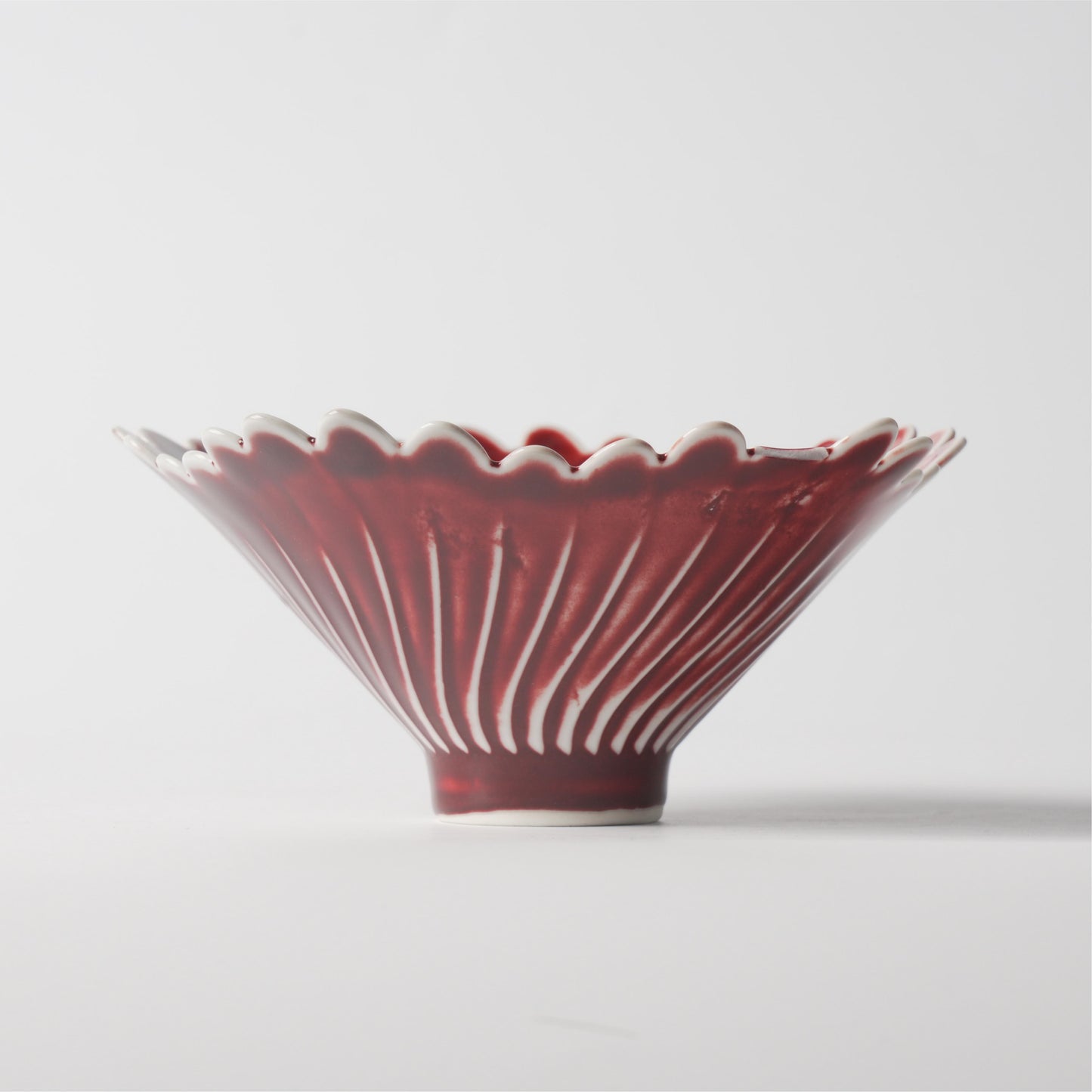 Crimson Feather Ceramic Bowl — 7 Inch