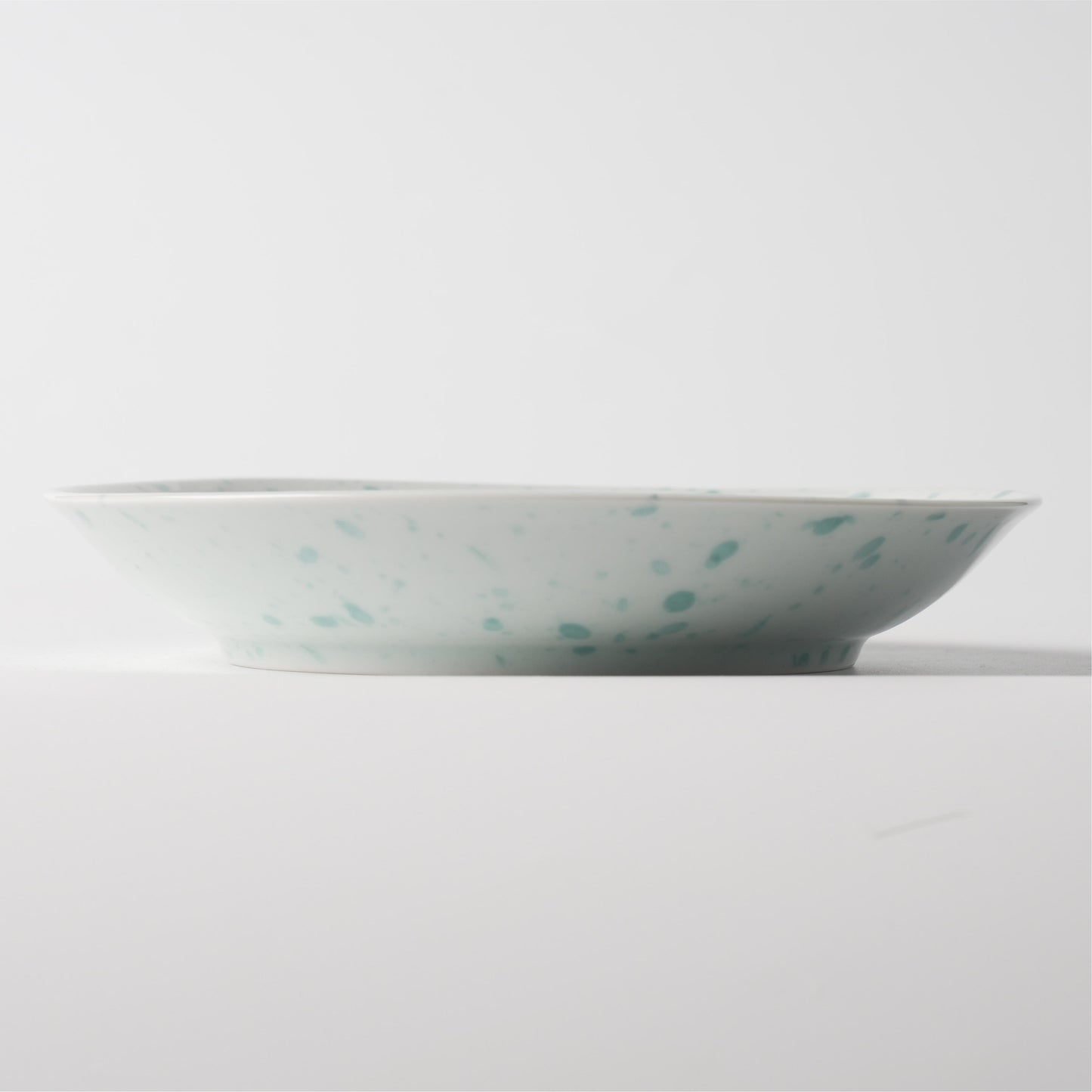 Misty Celadon Speckle Flared Rim Ceramic Plate