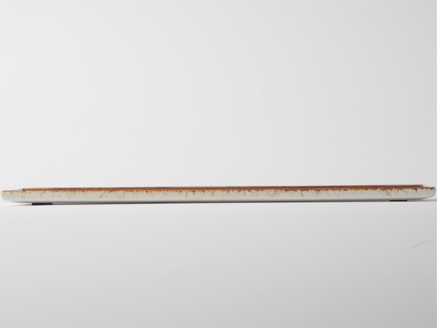 Russet Brown Triangle Texture Ceramic Long Serving Platter — 13 Inch