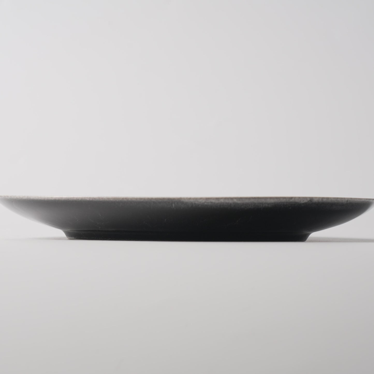 Black Ice Crackle Glaze Shallow Ceramic Plate
