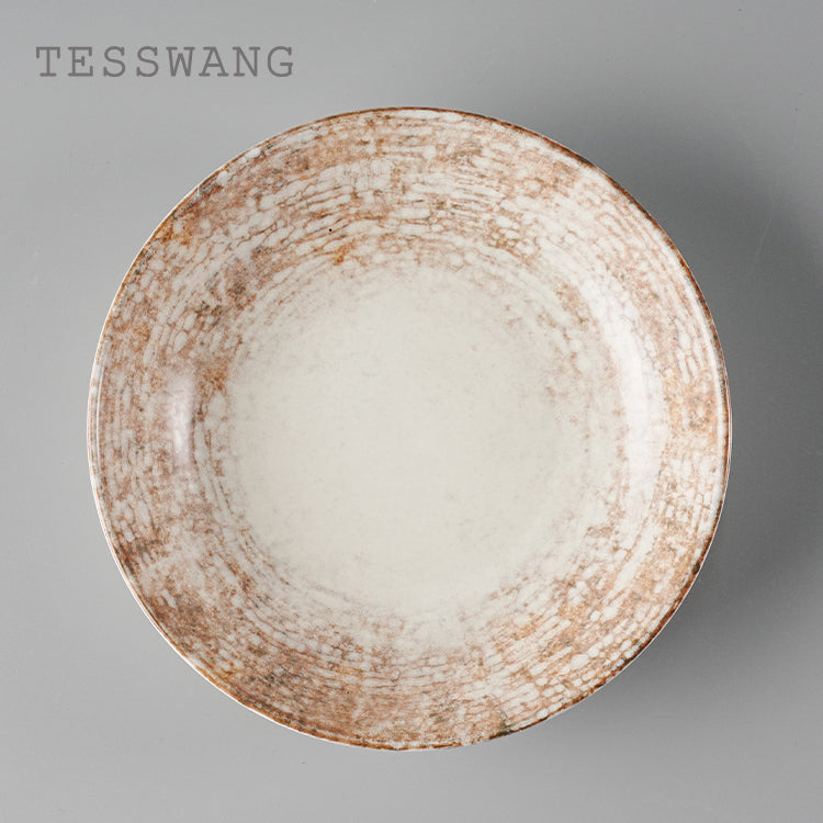 Dusk Series Shallow Bowl — Crackle Glaze Wide-Well Ceramic Bowl