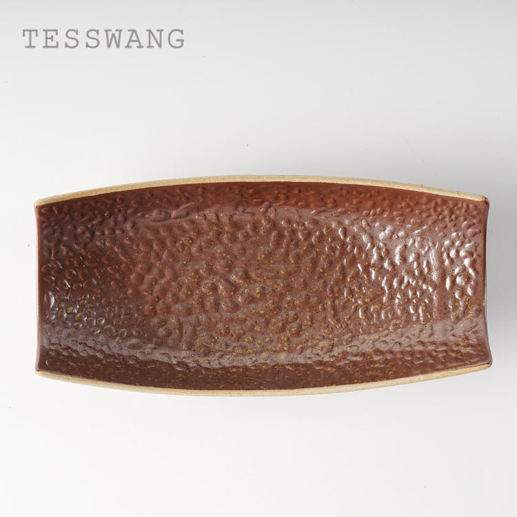 Brown Crystal 9.7'' Boat-Shape Plate