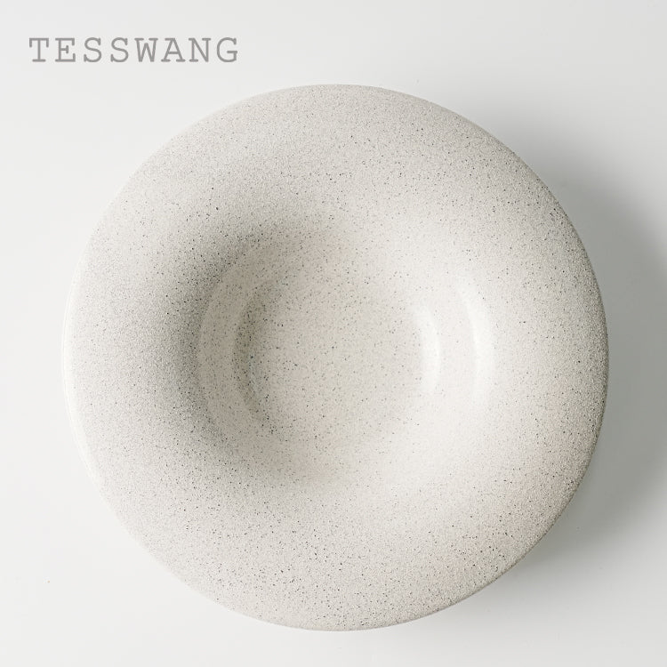 Coarse Stone Straw Hat Bowl 9.5" — Wide-Brim Deep Ceramic Pasta Plate