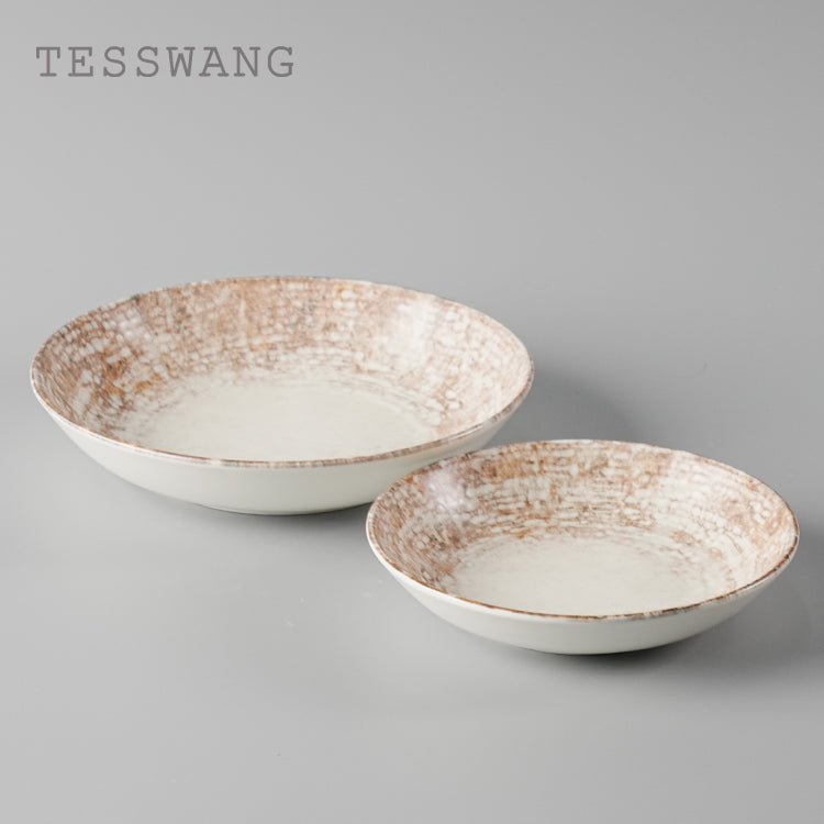 Dusk Series Shallow Bowl — Crackle Glaze Wide-Well Ceramic Bowl