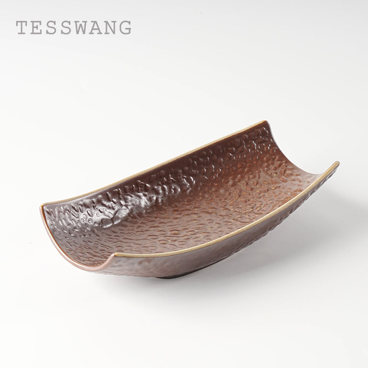 Brown Crystal 9.7'' Boat-Shape Plate