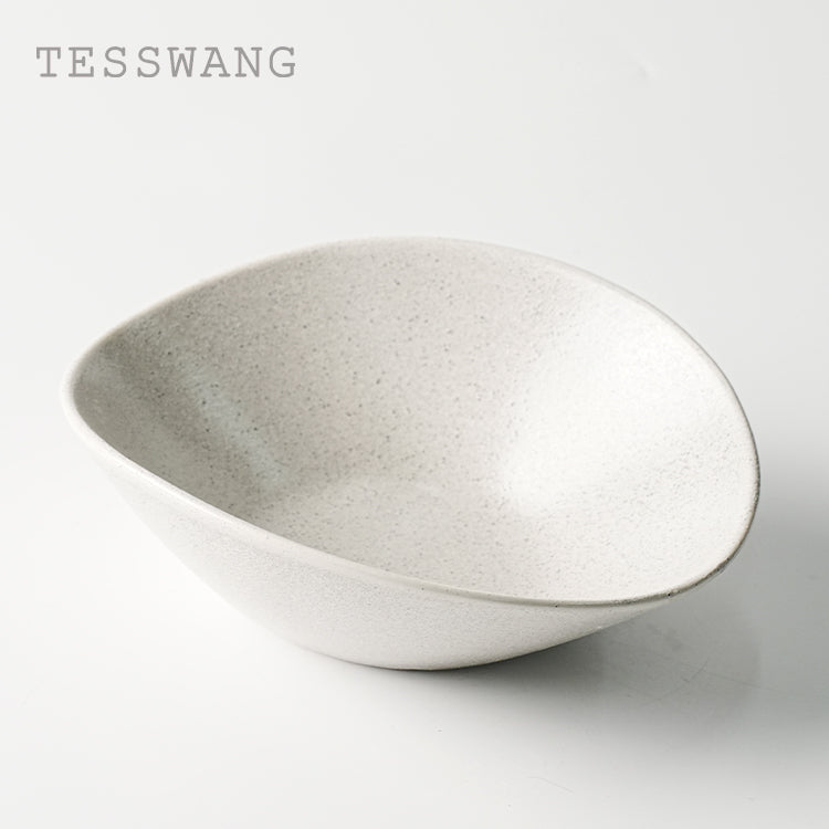 Coarse Stone Ingot Bowl 8.5" — Organic Asymmetric Deep Ceramic Bowl