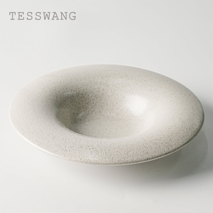 Coarse Stone Straw Hat Bowl 9.5" — Wide-Brim Deep Ceramic Pasta Plate