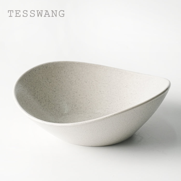 Coarse Stone Ingot Bowl 8.5" — Organic Asymmetric Deep Ceramic Bowl