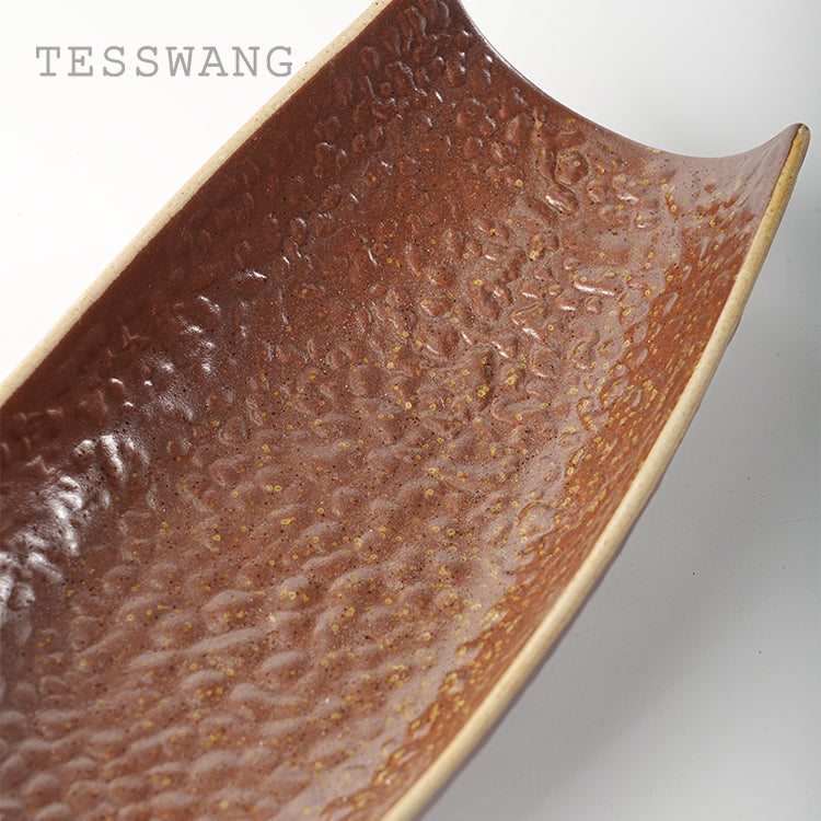 Brown Crystal 9.7'' Boat-Shape Plate