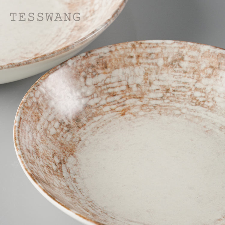 Dusk Series Shallow Bowl — Crackle Glaze Wide-Well Ceramic Bowl