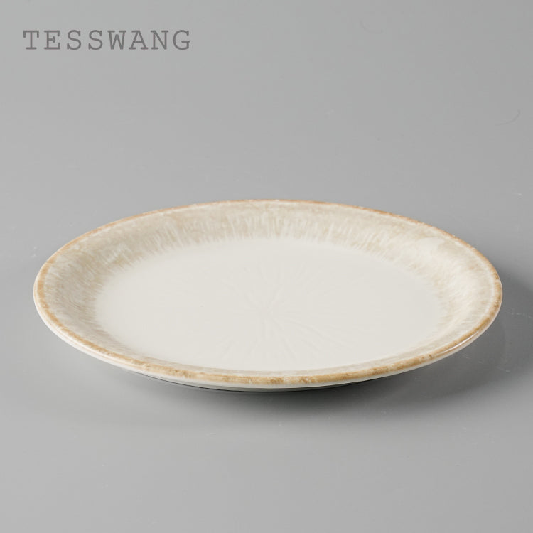Gilded Edge Oval Fish Plate 9.5" — Narrow-Rim Ceramic Serving Platter