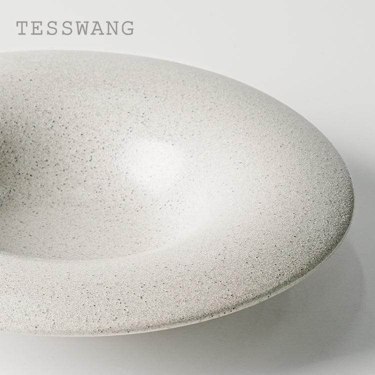 Coarse Stone Straw Hat Bowl 9.5" — Wide-Brim Deep Ceramic Pasta Plate