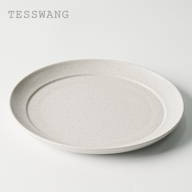Coarse Stone Dinner Plate 9.75" — Speckled Stoneware Main Course Plate