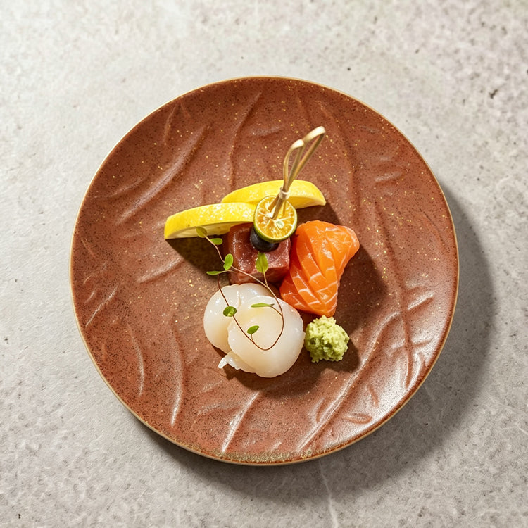 Iron Bloom Crinkle Dinner Plate 9" — Draped-Texture Iron-Glaze Ceramic Plate