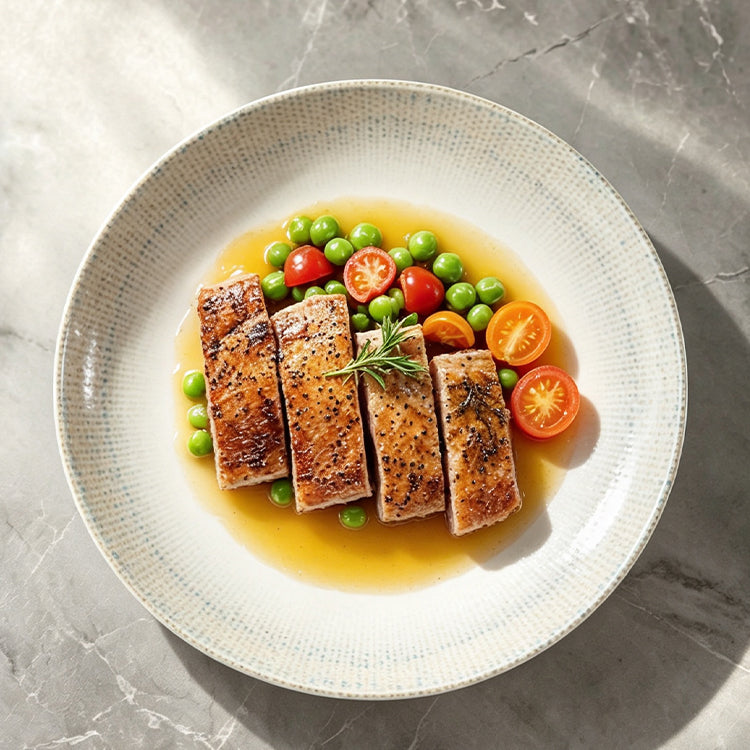 Wheat Whisper Round Plate 8" — Dotted Rim Ceramic Dinner Plate