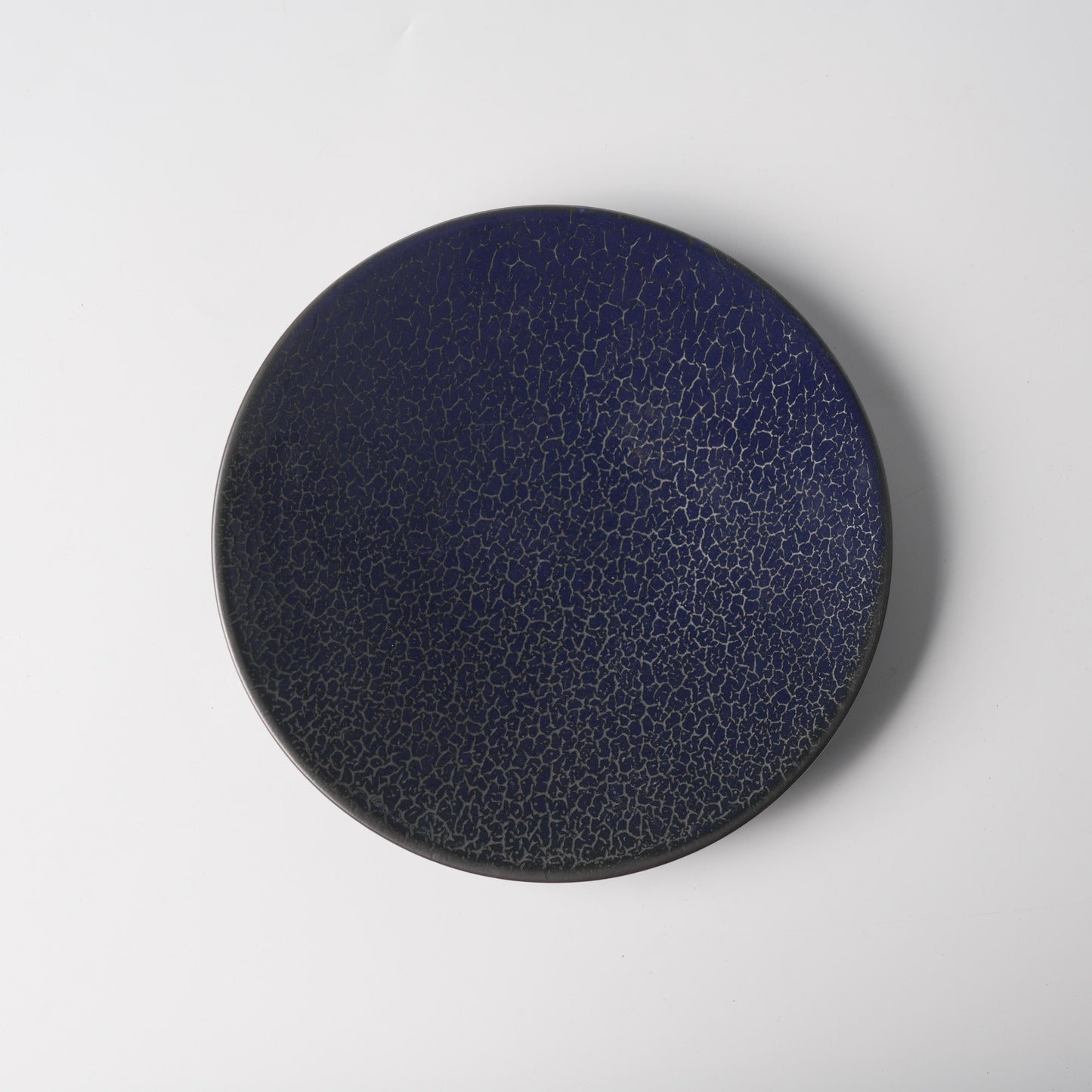 Deep Blue Crackle Glaze Ceramic Flat Plate