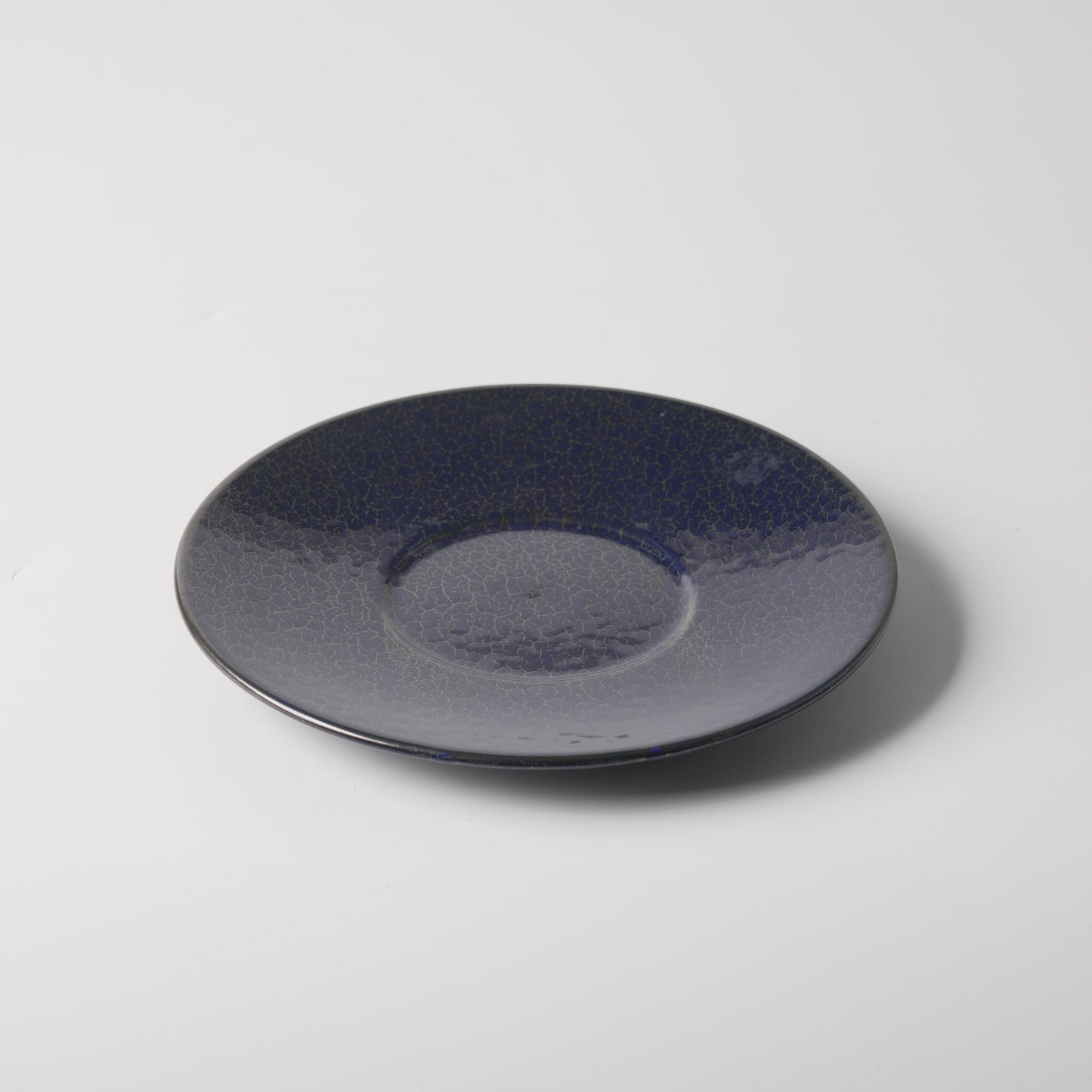 Deep Blue Crackle Glaze Ceramic Dinner Plate