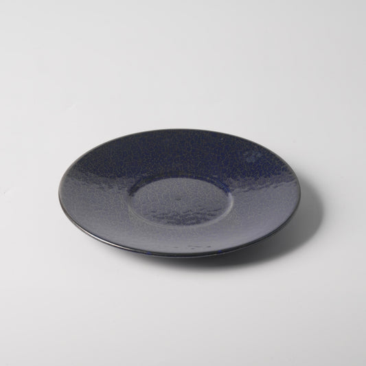 Deep Blue Crackle Glaze Ceramic Dinner Plate
