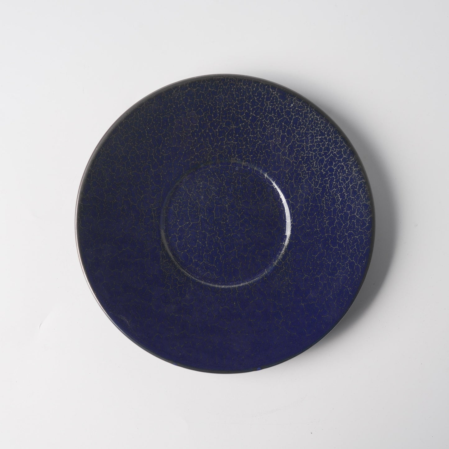 Deep Blue Crackle Glaze Ceramic Dinner Plate