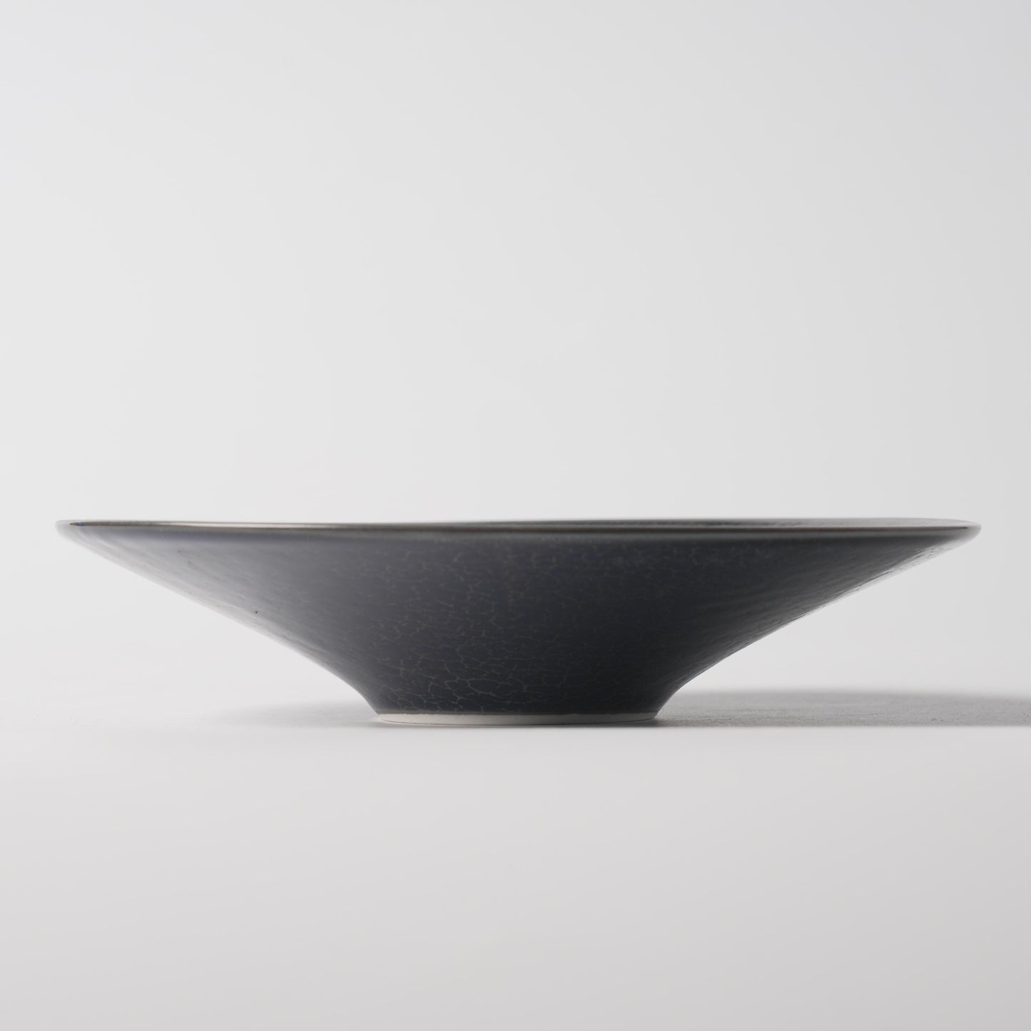 Deep Blue Crackle Glaze Ceramic Rimmed Soup Plate