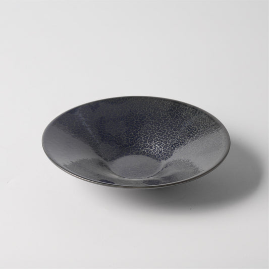 Deep Blue Crackle Glaze Ceramic Rimmed Soup Plate