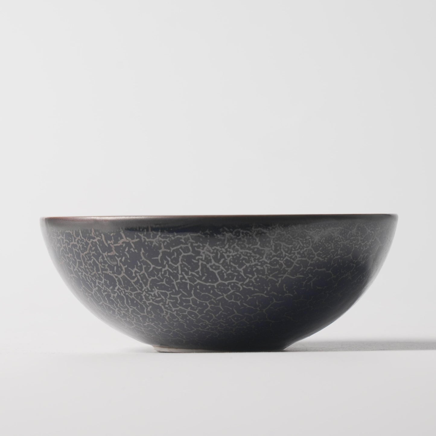 Deep Blue Crackle Glaze Ceramic Flat Bottom Bowl