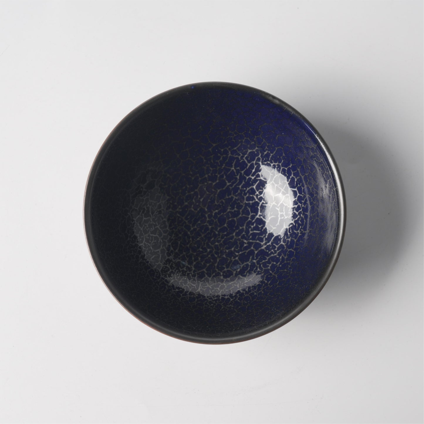 Deep Blue Crackle Glaze Ceramic Flat Bottom Bowl