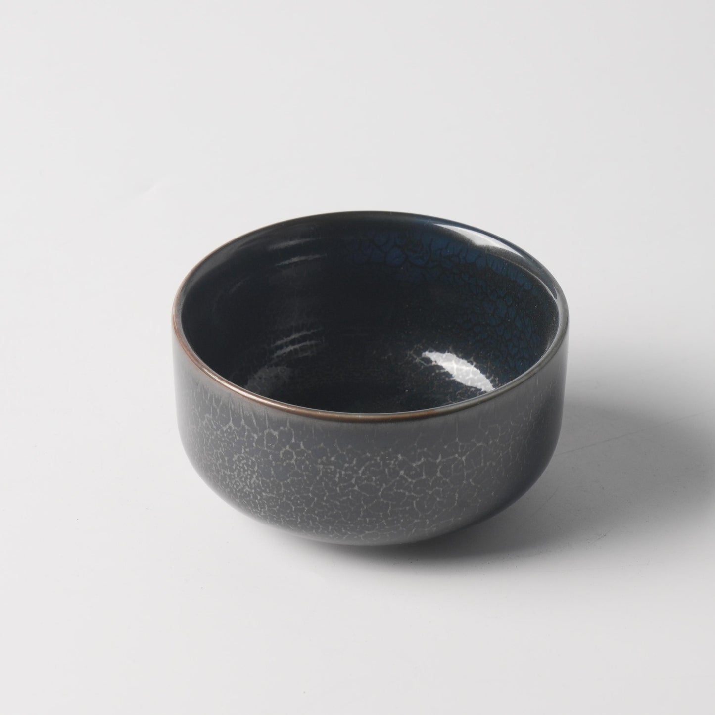 Deep Blue Crackle Glaze Ceramic Drum Bowl