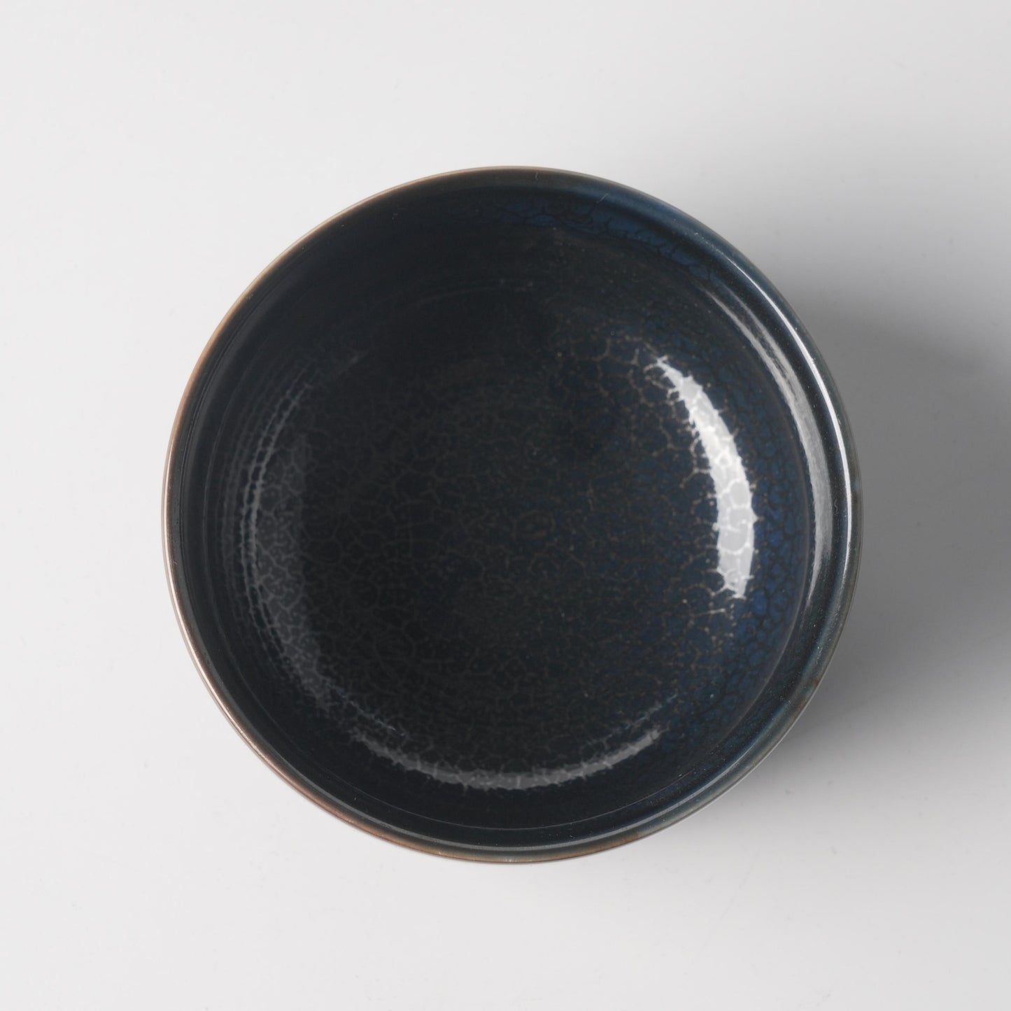 Deep Blue Crackle Glaze Ceramic Drum Bowl