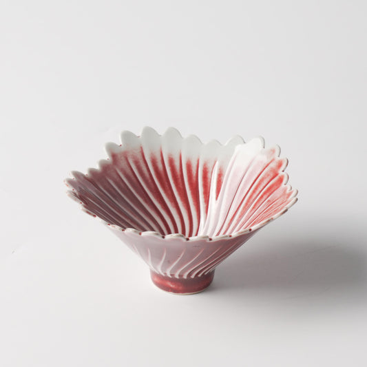 Crimson Feather Ceramic Bowl — 5 Inch