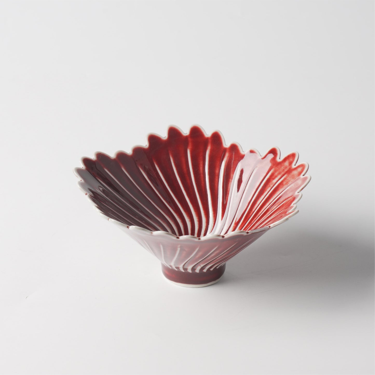 Crimson Feather Ceramic Bowl — 7 Inch