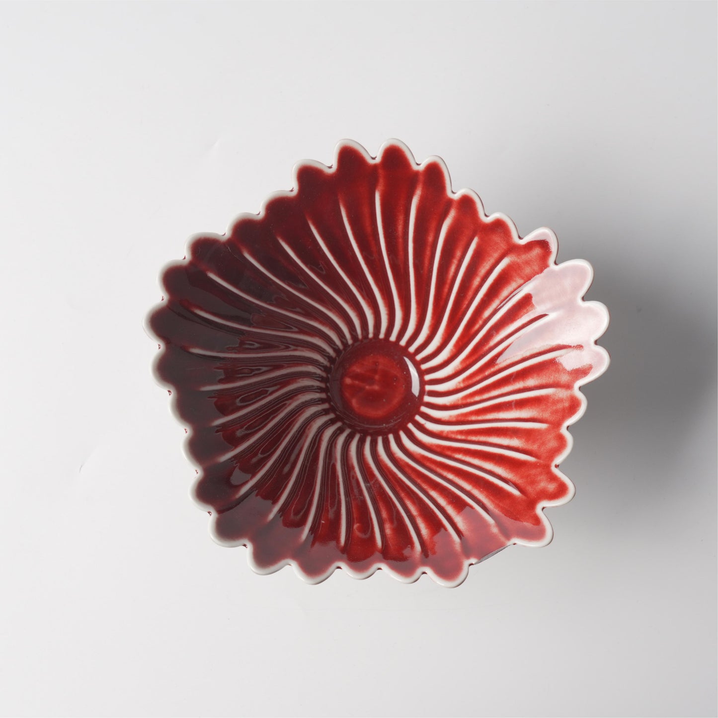 Crimson Feather Ceramic Bowl — 7 Inch