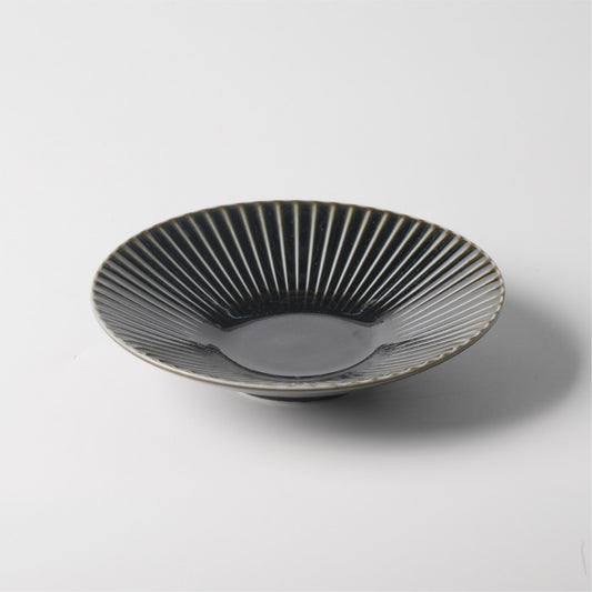 Black Chrysanthemum Ceramic Shallow Bowl
