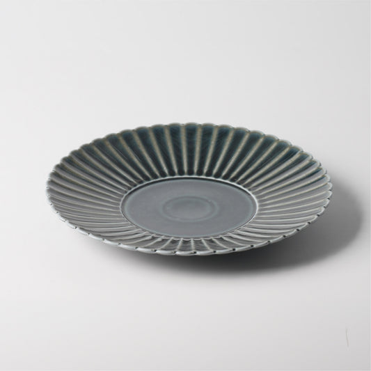 Slate Blue Chrysanthemum Ceramic Dinner Plate