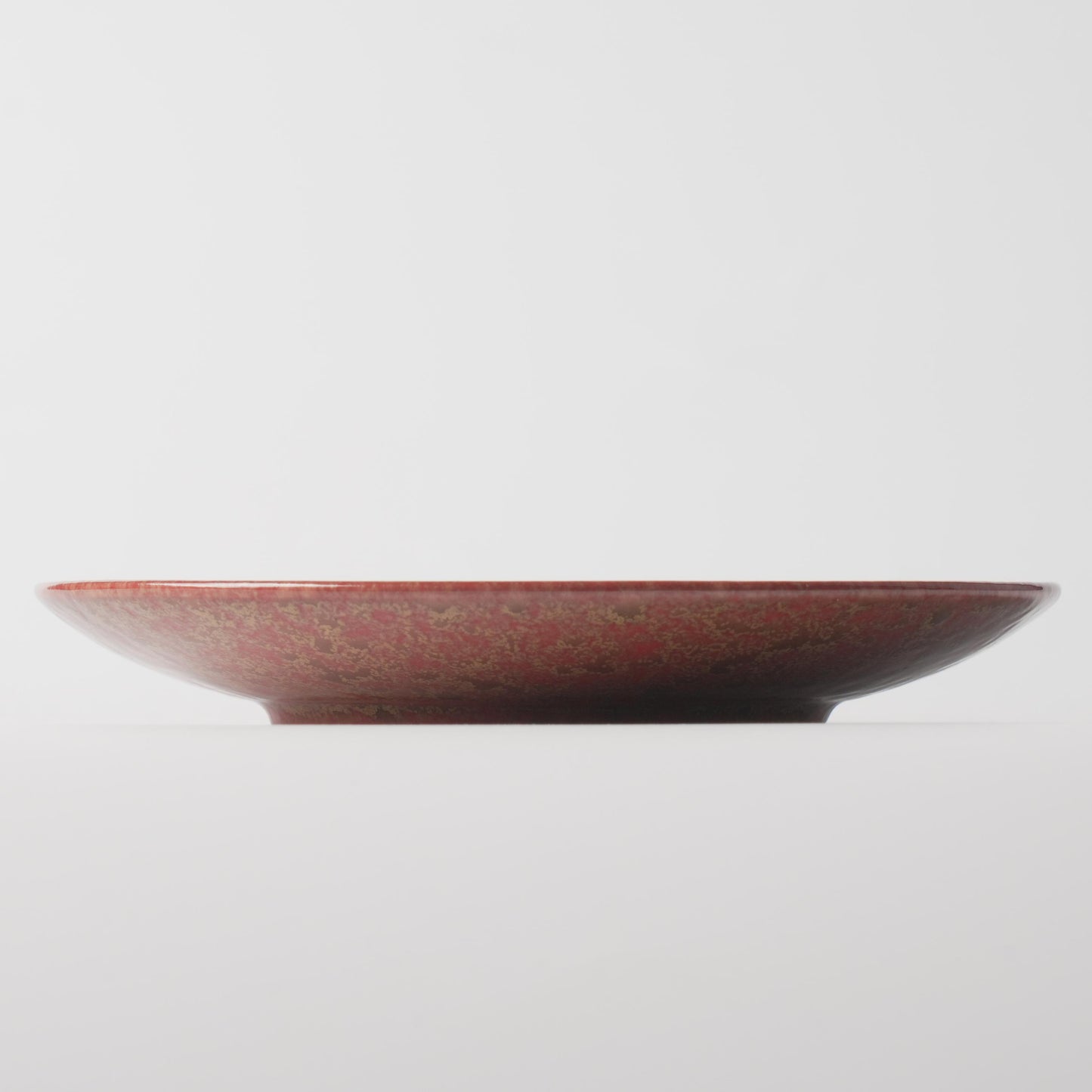 Golden Bloom Red Ceramic Shallow Dish