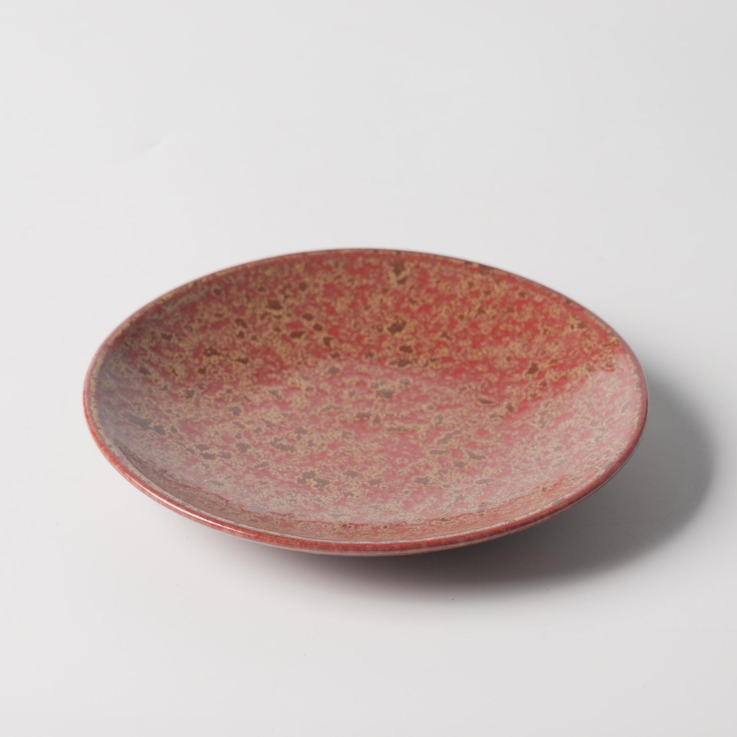 Golden Bloom Red Ceramic Shallow Dish
