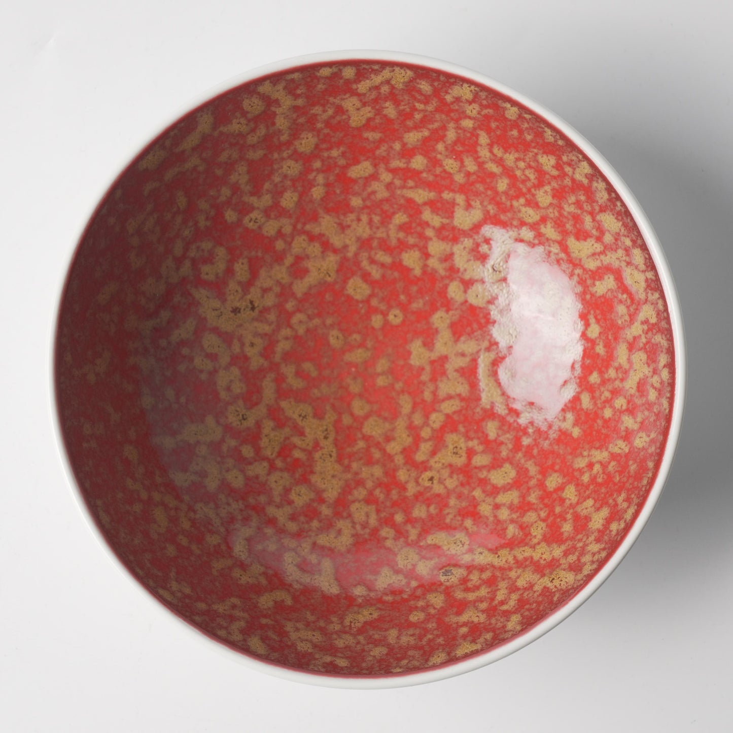 Golden Bloom Red Ceramic Footed Bowl