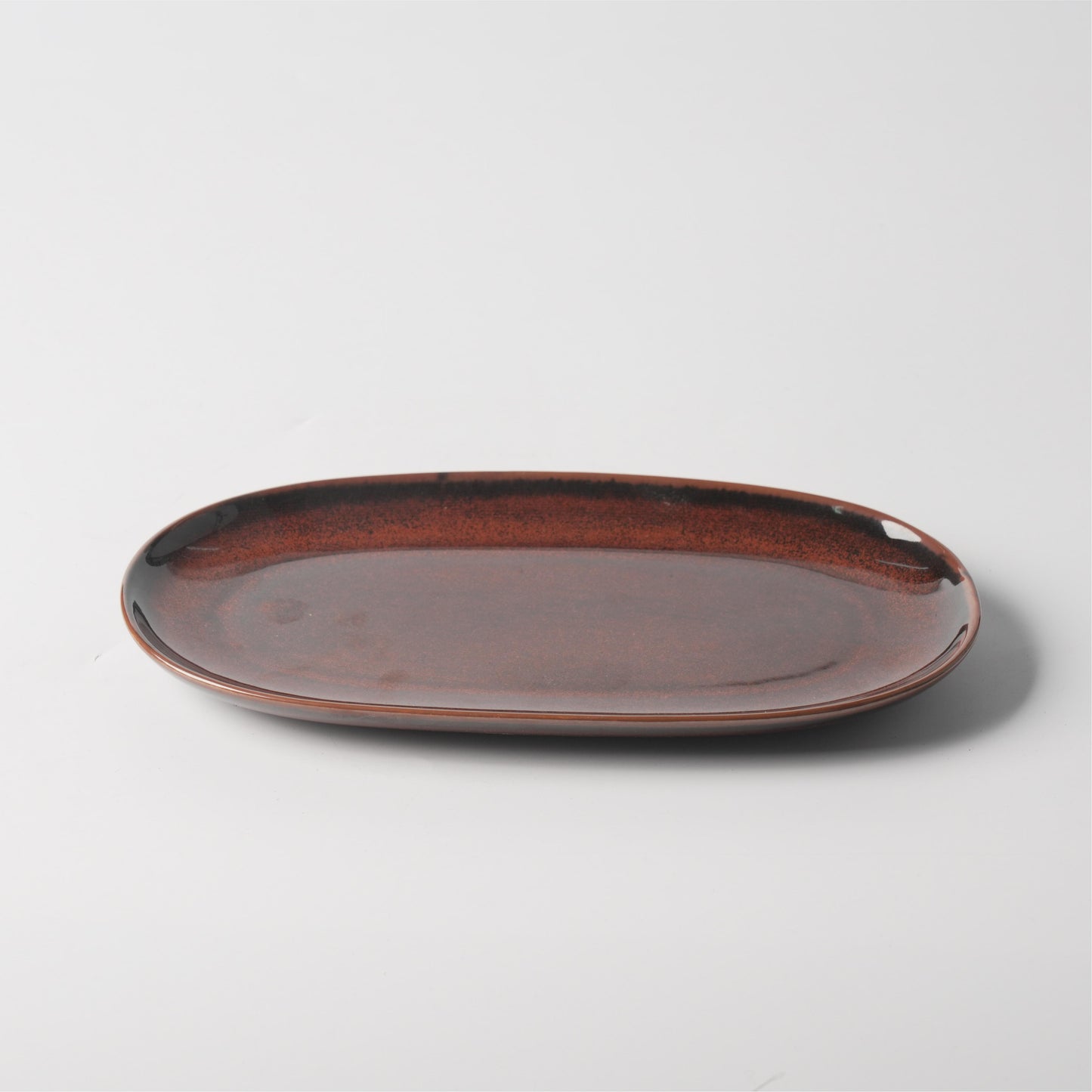 Russet Brown Ceramic Oval Serving Plate