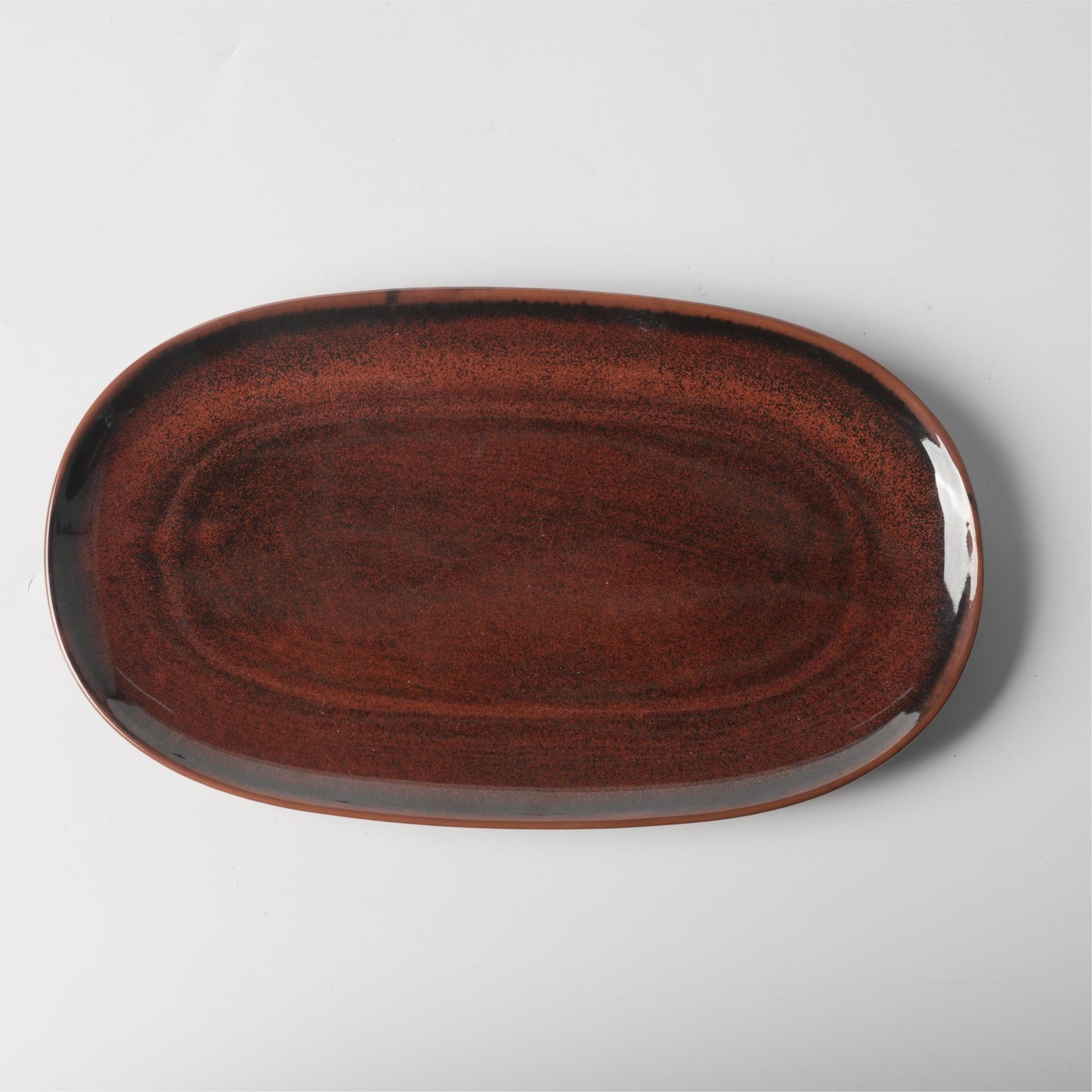 Russet Brown Ceramic Oval Serving Plate