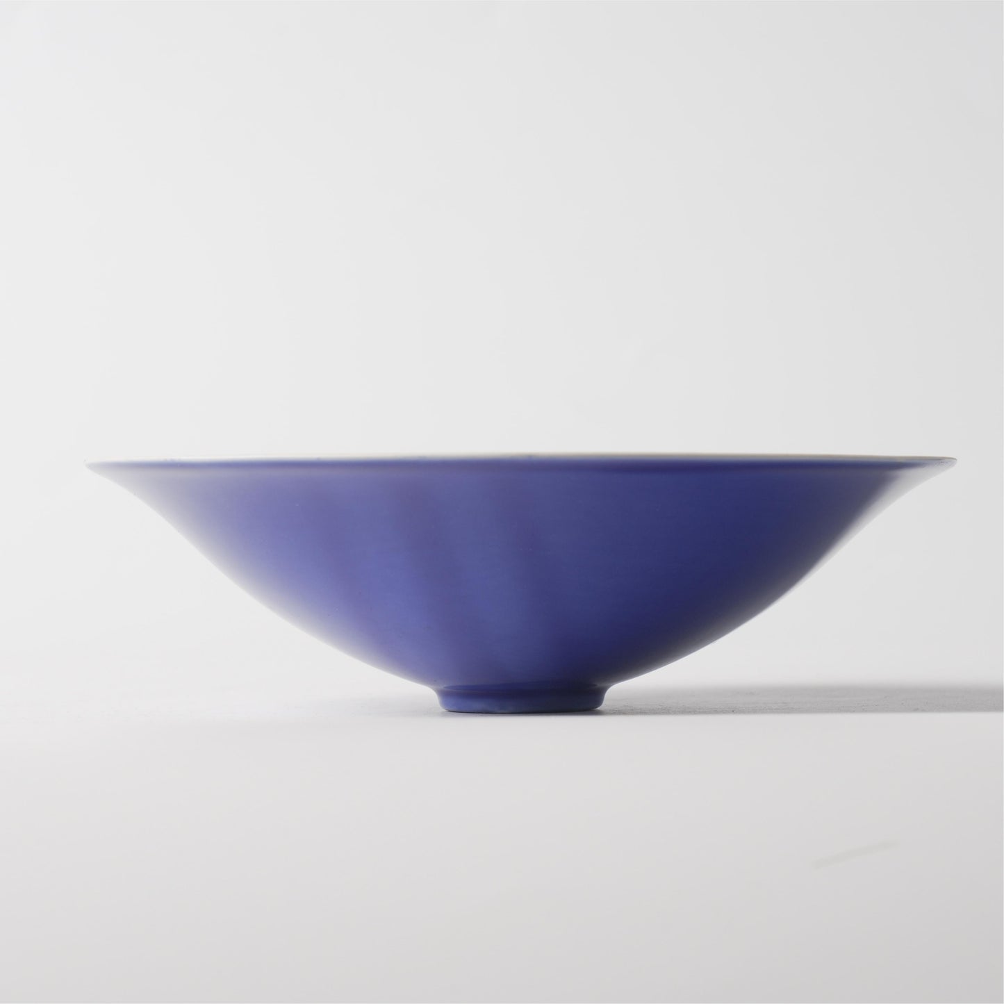Cobalt Blue Glaze Deer & Floral Conical Ceramic Bowl