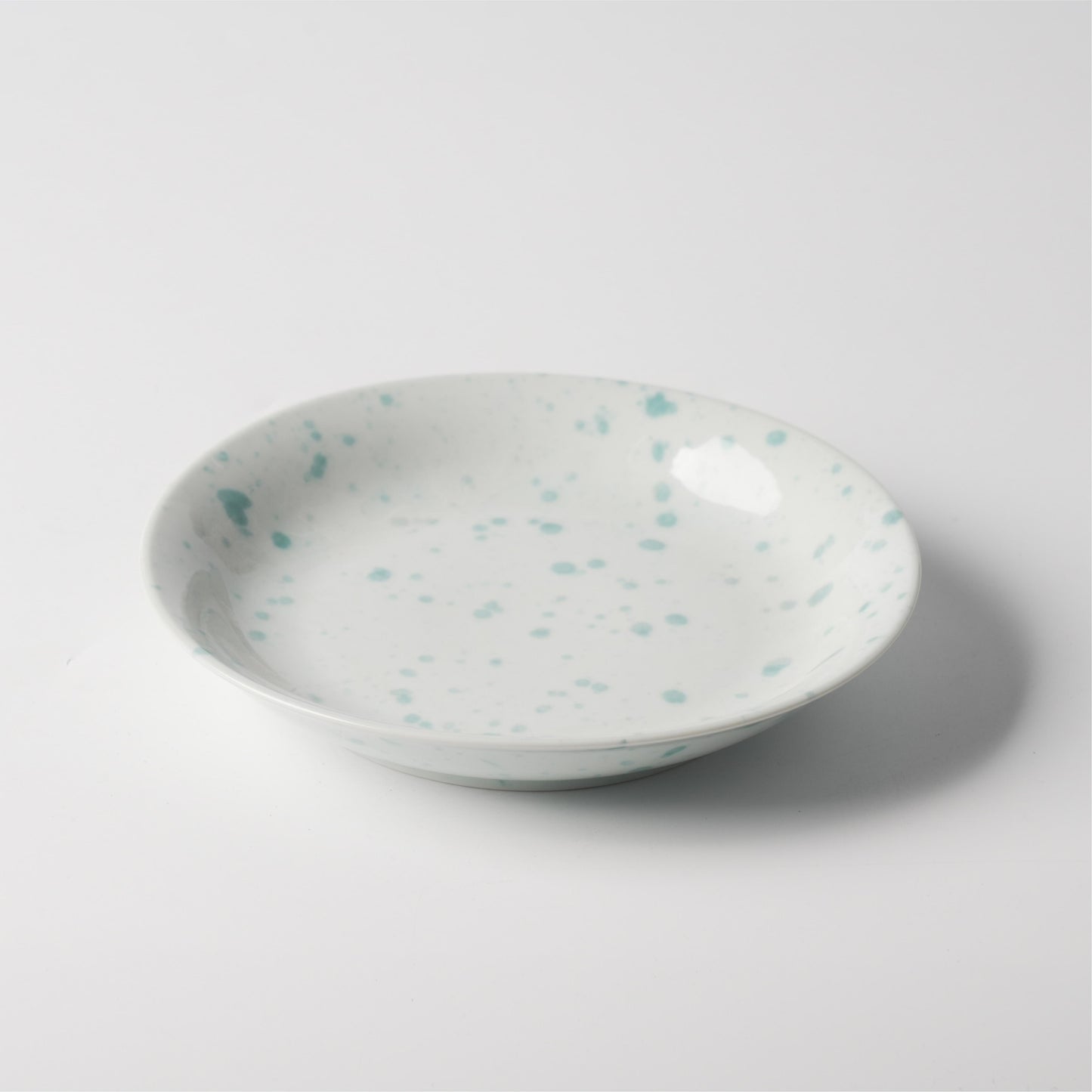 Misty Celadon Speckle Flared Rim Ceramic Plate