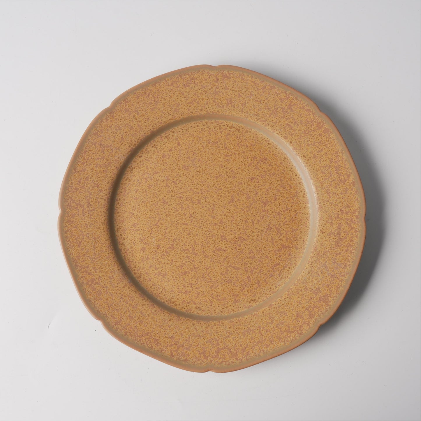 Antique Yellow Octagonal Petal Rim Ceramic Soup Plate
