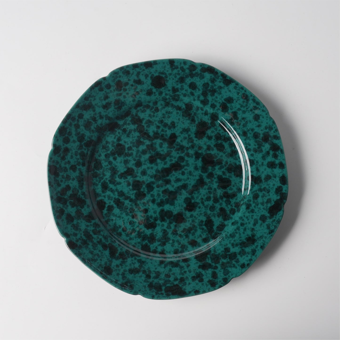 Emerald Black Spot Octagonal Ceramic Soup Plate