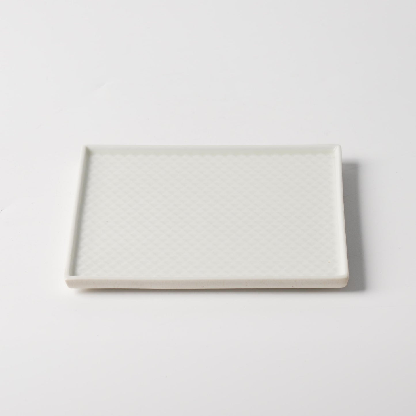 White Geometric Square Ceramic Plate