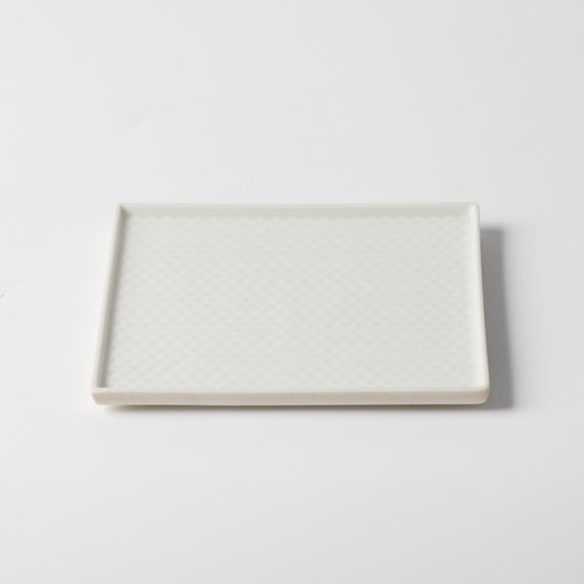 White Geometric Square Ceramic Plate