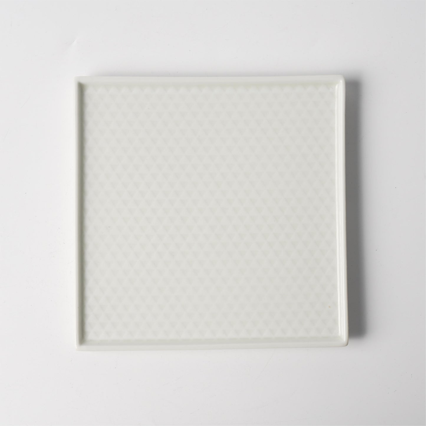 White Geometric Square Ceramic Plate