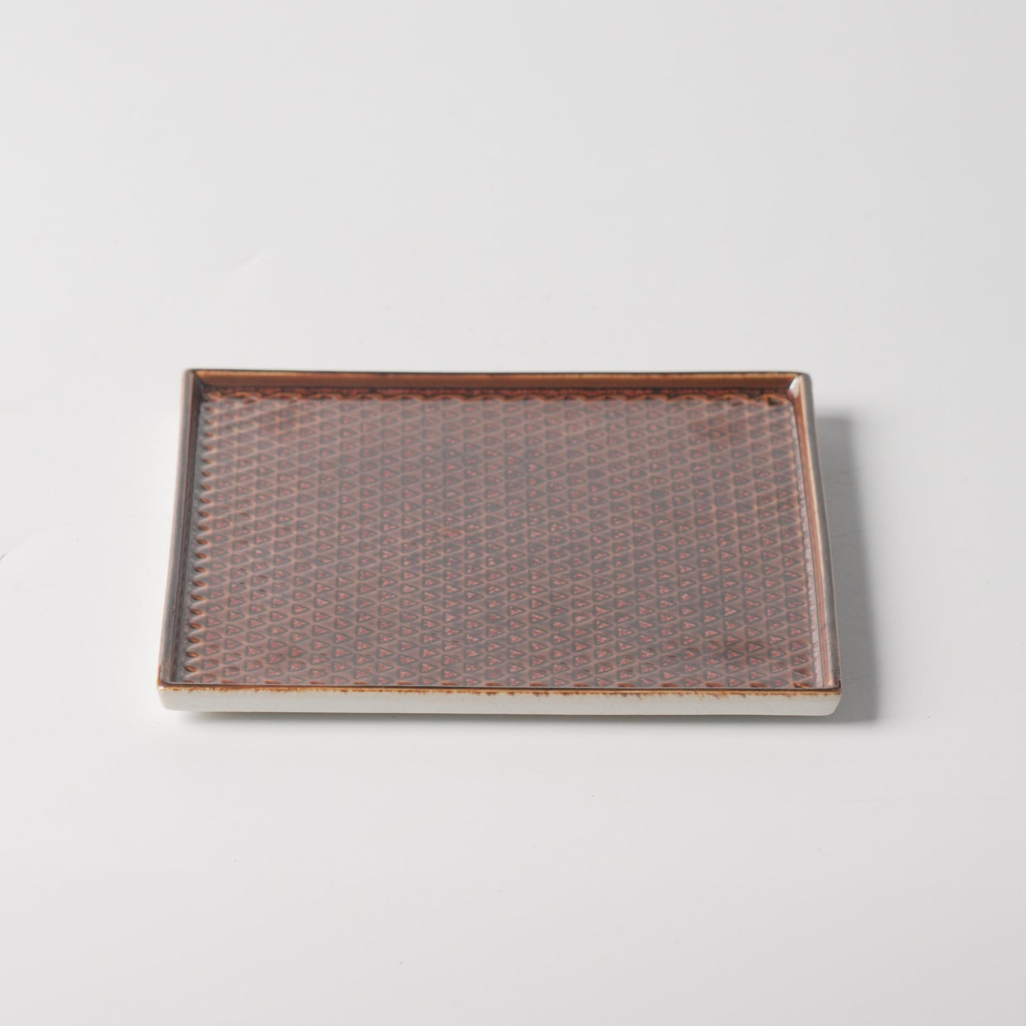 Russet Brown Triangle Texture Geometric Square Ceramic Plate