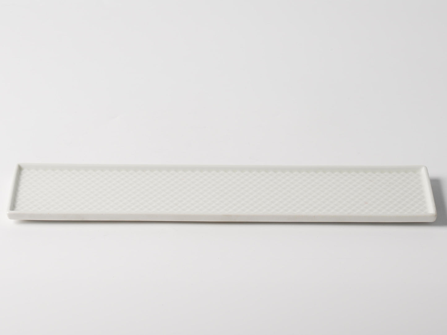 White Diamond Texture Ceramic Long Serving Platter — 13 Inch
